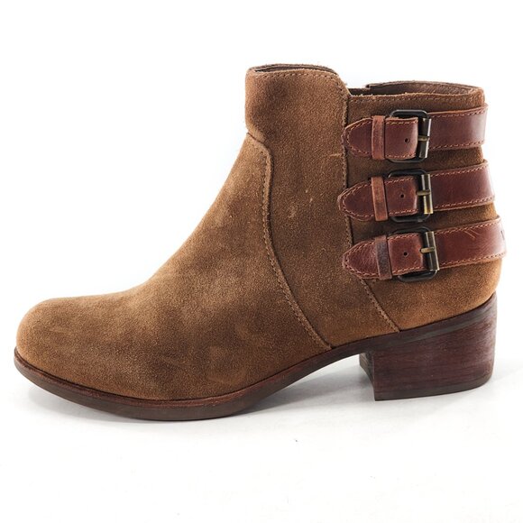 UGG Volta Suede Ankle Booties With Buckles Zip Tan Brown - Picture 5 of 12